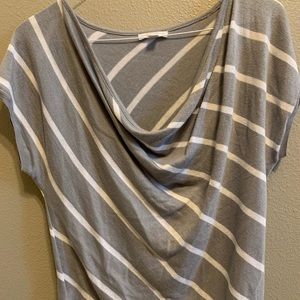 Drape front striped sweater